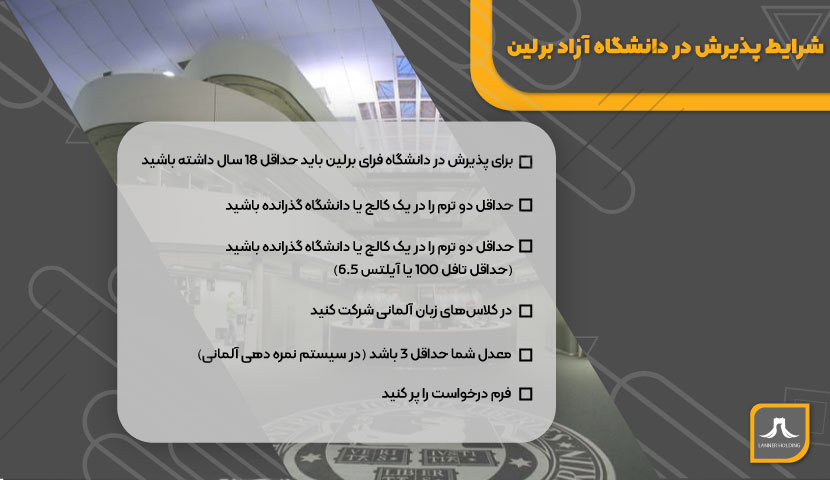 شرایط پذیرش دانشگاه فرای برلین